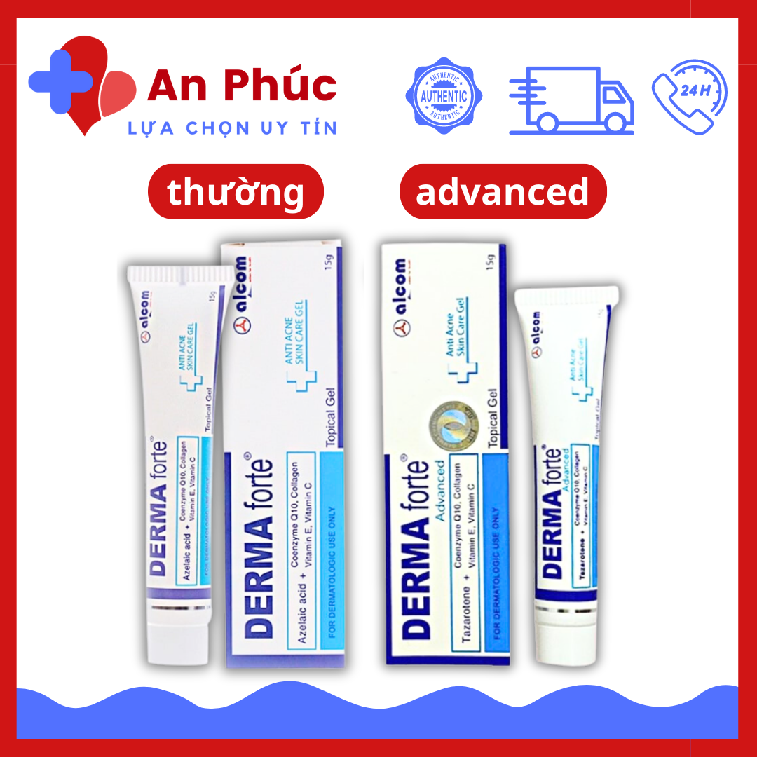 Derma Forte bản Thường, Derma Forte Advanced gel giảm mụn trứng cá, gel giảm mụn đầu đen, mờ thâm mụn