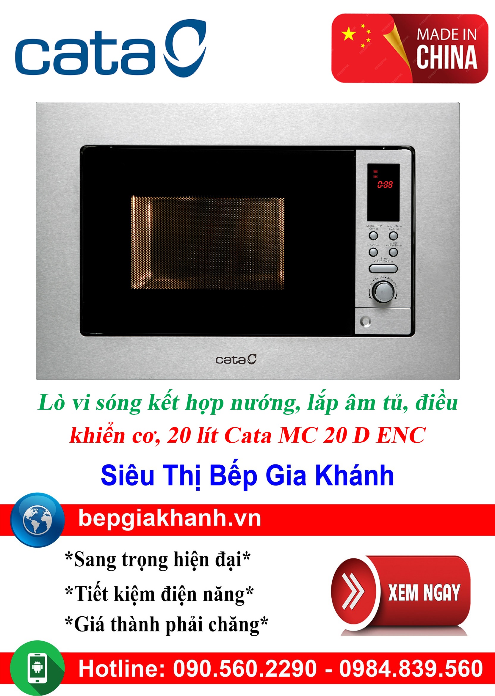 Lò vi sóng kết hợp nướng lắp âm tủ Cata MC 20 D ENC sản xuất Trung Quốc, lò vi sóng, lò vi sóng có nướng, lò vi sóng mini, lò vi sóng sharp, lò vi sóng điện mini, lò vi sóng aqua, lò vi sóng nhỏ