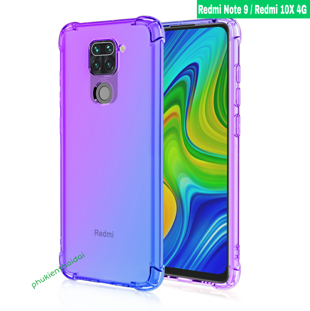 Ốp lưng Xiaomi Redmi Note 9 / Redmi 10X 4G dùng chung dẻo TPU đa sắc lồi 4 góc chống va đập