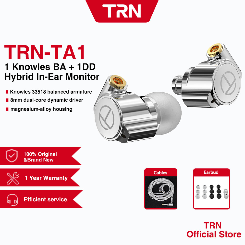Trn TA1 hi-fi 1BA + 1DD hybridin-ear headphones hi