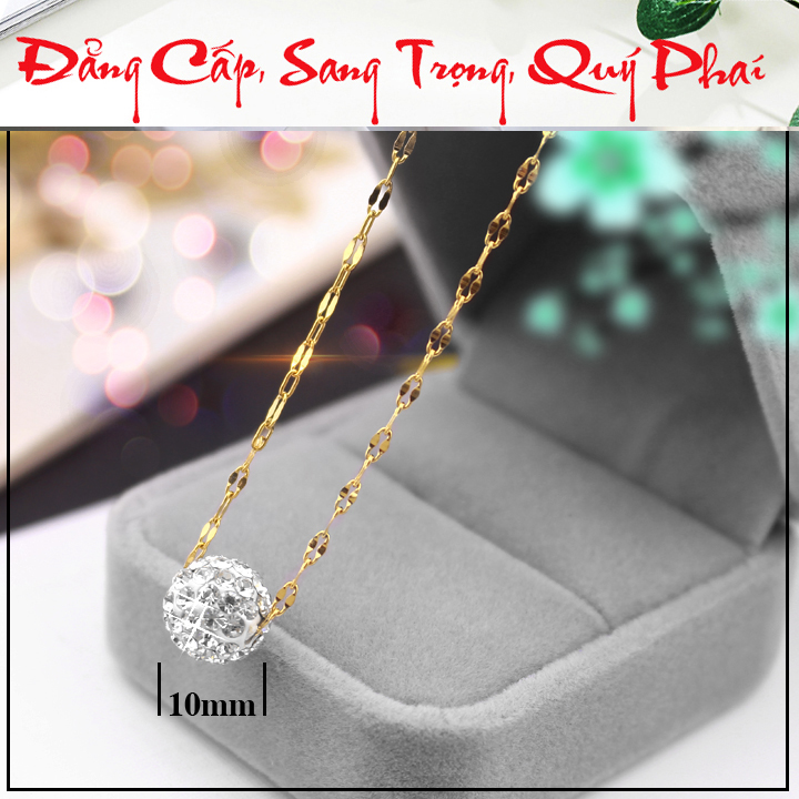 DÂY CHUYỀN NỮ INOX MẠ VÀNG LA ME RỚT TRÁI CHÂU TRẮNG DC297 siêu đẹp - tặng hộp đựng nhẫn xinh xắn