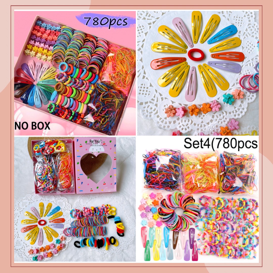 Set hộp dây cột tóc 780 món cho bé gái siêu dễ thương