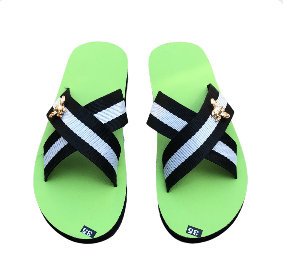 Thới giới dép sandal , dép quai chéo dù trắng đen đế xanh chuối nữ đủ màu đủ size