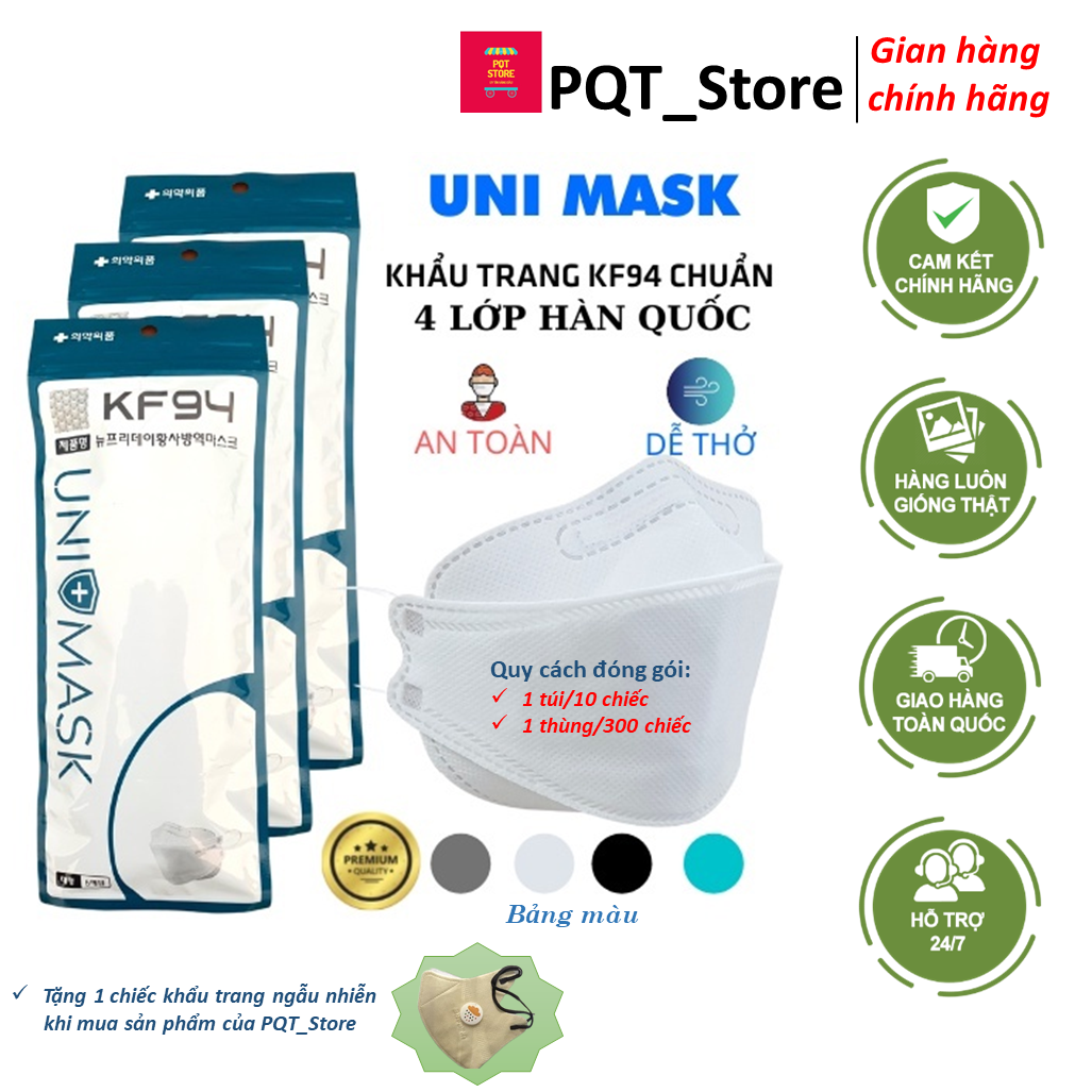 Set 50 Chiếc Khẩu Trang 4 Lớp KF94 UNI MASK Chống Bụi Mịn Và Kháng Khuẩn Hàng Hàn Quốc