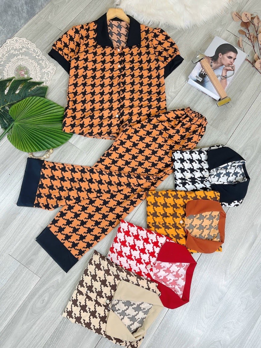 Bộ lụa tay ngắn nữ, bộ lua mềm cổ sen