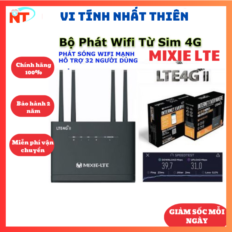 Bộ Phát WIFI Từ Sim 3G/4G MIXIE LTE - 4 Cổng LAN - 4 Anten WIFI 300MBPS, 4 Cổng LAN Hỗ Trợ Lên Đến 32 Thiết Bị - Vi tính Nhất Thiên