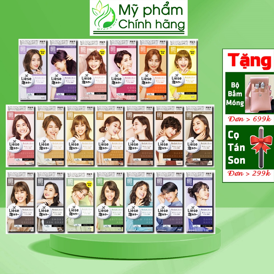  Thuốc Nhuộm Tóc Kao Liese Prettia Nhật Bản Tạo Bọt Đủ Màu Đen Nâu Vàng Sáng Lạnh Cam Đỏ 