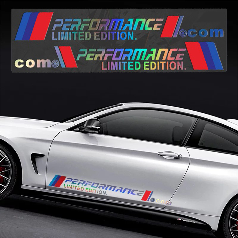 Bộ 2 tem phản quang 7 màu dán cửa xe ô tô Performance