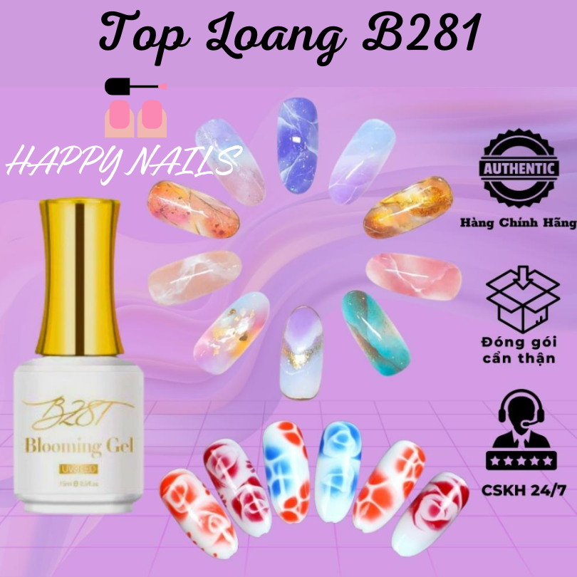 Sơn gel top loang, sơn loang nail - top loang b281 chính hãng, gel loang sơn gel tạo loang vân đá chuyên dụng cho dân làm móng chai 15ml