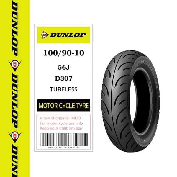 Lốp xe Dunlop 100/90-10 D307, vỏ sau xe Lead