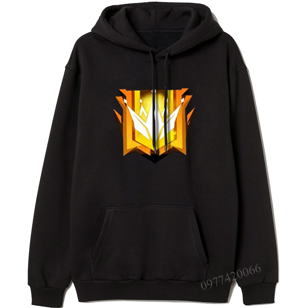 ào free fire 3D, áo hoodie freefire, logo rank thách đấu, rank huyền thoại