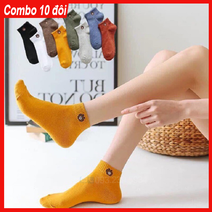 Combo 10 đôi tất gấu nữ cổ ngắn siêu xinh