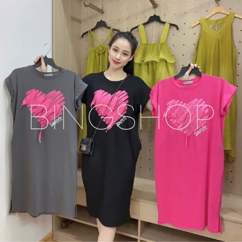 Guuhouse Đầm suông nữ - đầm suông bầu túi eo tay hến dáng rộng freesize