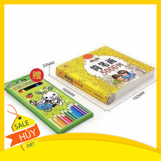 Vở tập tô màu 5000 hình tặng 12 bút chì màu cho bé thỏa sức sáng tạo