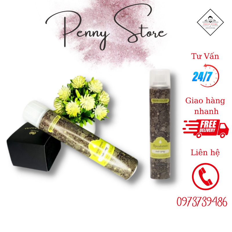 Gôm xịt tóc macadamia giữ nếp hương thảo mộc, keo xịt tóc dung tích 320ml cho nam & nữ