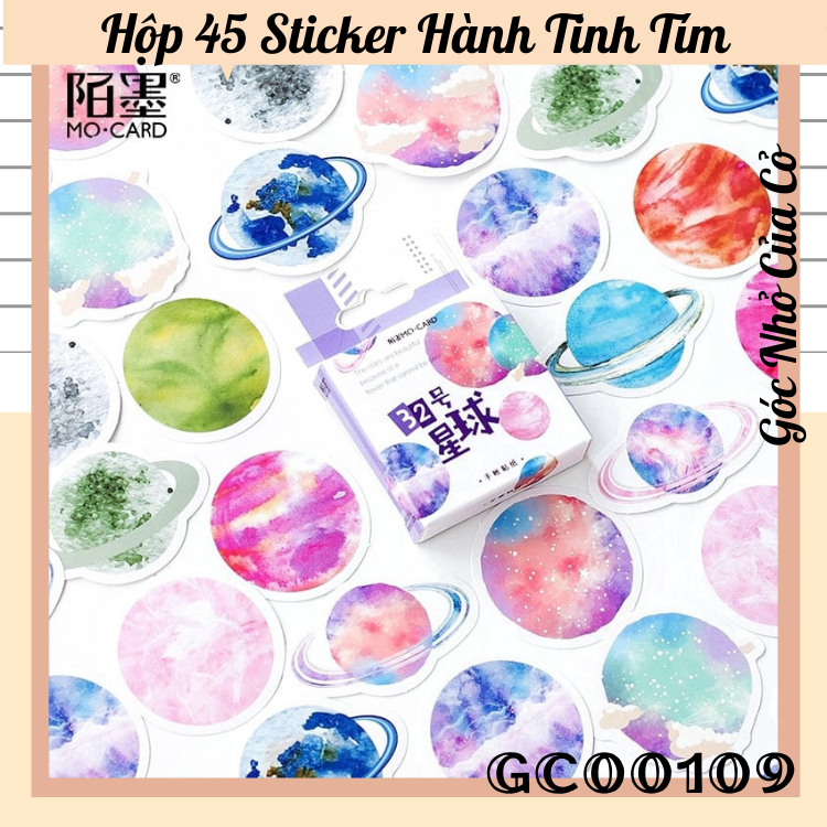 Hộp 45 Sticker Hành Tinh Tím trang trí nhật kí scrapbook
