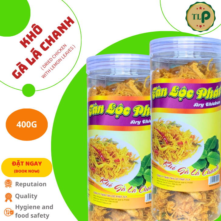 Khô gà lá chanh tân lộc phát 400g - combo 2 hũ 200g