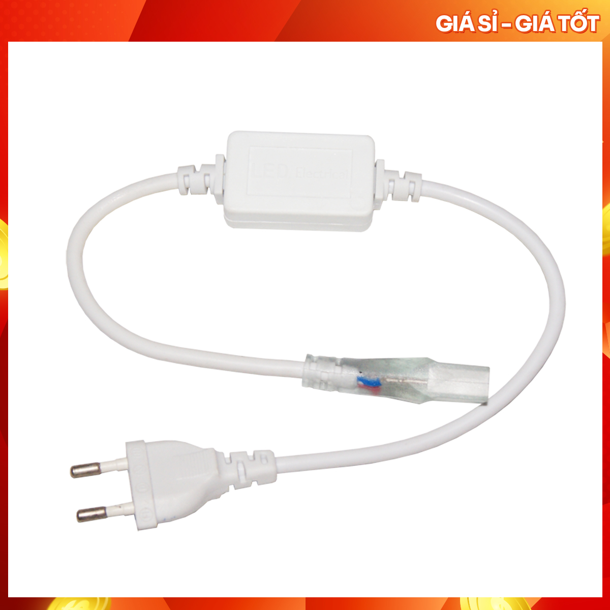  2 dây nguồn led 5050 220v. Giắc nguồn có sẵn phích cắm kèm chân đồng. Sử dụng cấp nguồn cho đèn led dây 220V. 