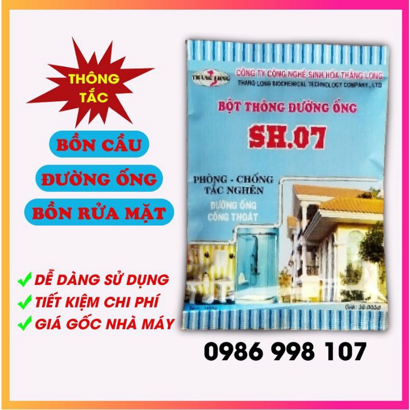 Bột Thông Cống Cực Mạnh SH07 100 Thông Tắc Đường Ống Bồn Rửa Bát Bồn Cầu 100g