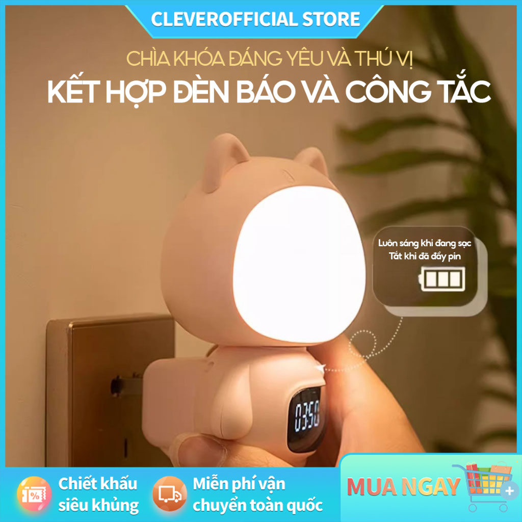 ⚡Miễn Phí Vận Chuyển⚡Đèn ngủ điều khiển từ xa thông minh - có thể sạc lại và cắm vào đa năng Xoay 50 độ, điều chỉnh độ sáng, hiển thị đồng hồ đa chức năng nhiều màu