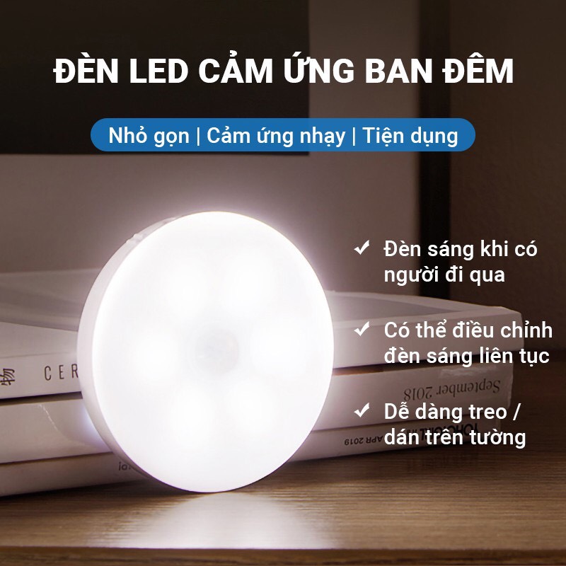 Đèn Cảm Ứng Chuyển Động, Đèn Led Dán Tường Cảm Biến Thông Minh Gắn Tủ Quần Áo, Hành Lang, Kèm sạc USB