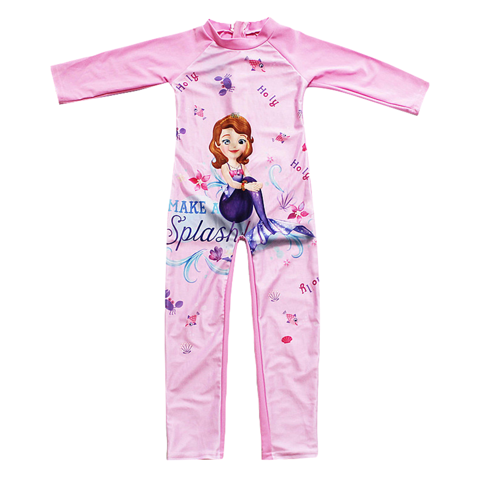 CUIXI Cute Cartoon Long Sleeve Swimsuit Children Jumpsuit Sun Protection Swimsuit For Beach Surfing Travel Girls