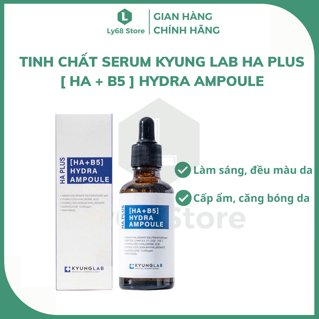 Tinh chất serum cấp ẩm, căng bóng da kyung lab ha plus hydra ampoule 50ml - hàn quốc