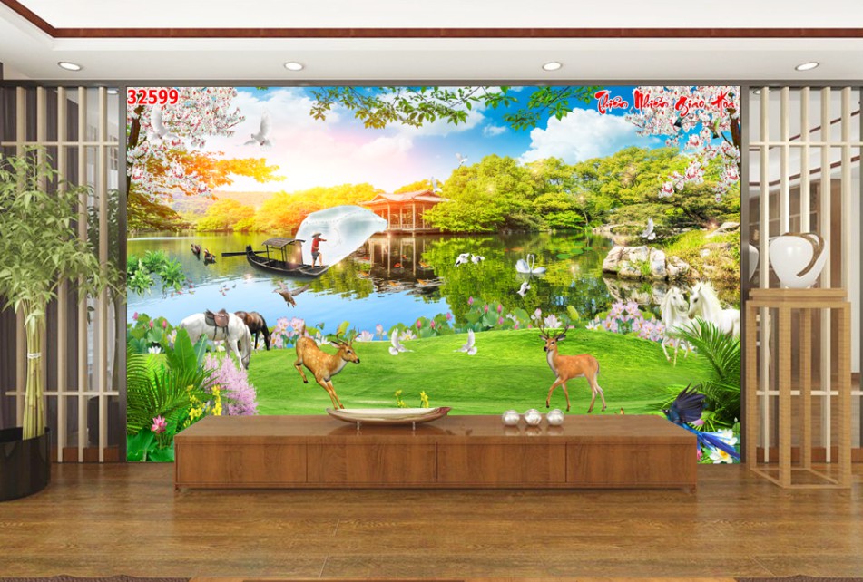 tranh dán tường 3D sơn thủy mã đáo thành công tranh ban thờ tranh thuận buồm tranh phòng ngủ tranh phòng khách phong cảnh thiên nhiên sông núi thú rừng có keo sẵn rẻ đẹp kích thước 60cmx90cm và 80cmx120cm và 100cmx150cm in theo yêu cầu