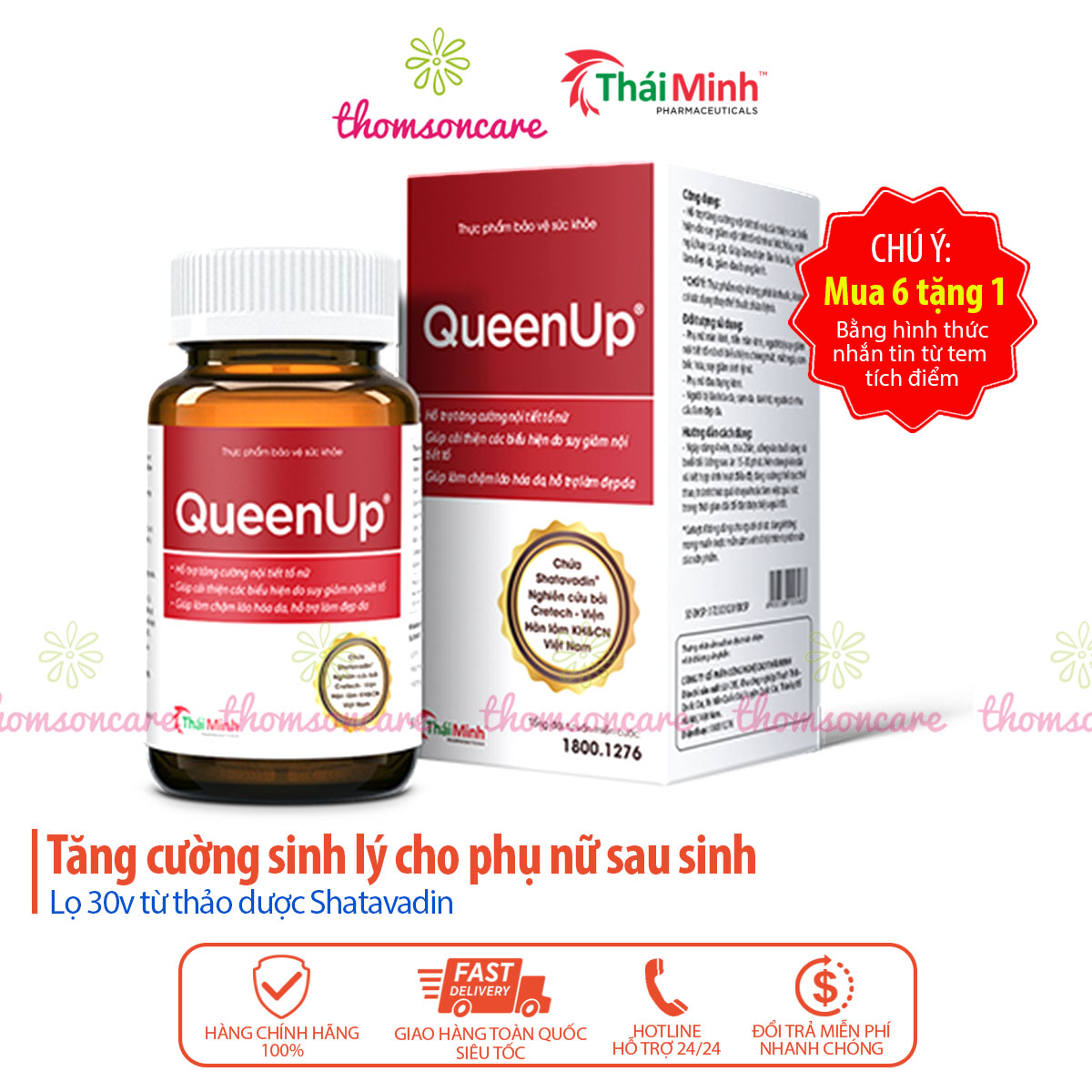 Viên uống QueenUp - Hỗ trợ tăng nội tiết tố nữ, chống lão hoá, đẹp da, giảm đau bụng kinh - Queen Up