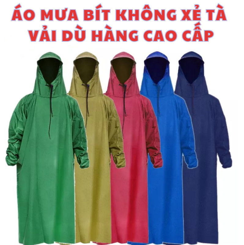 Áo mưa vải dù siêu bền - áo mưa vải dù bít toàn thân chống thấm tốt không che tầm nhìn, áo mưa chống thấm, áo đi mưa