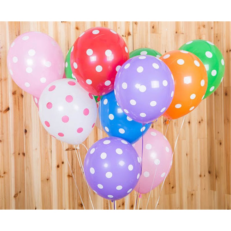 Bóng bay chấm bi 30cm, bóng trang trí tiệc, sinh nhật đủ màu