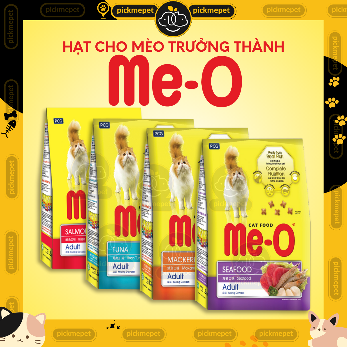Hạt cho mèo me-o, me o, meo cá ngừ cá hồi cá thu