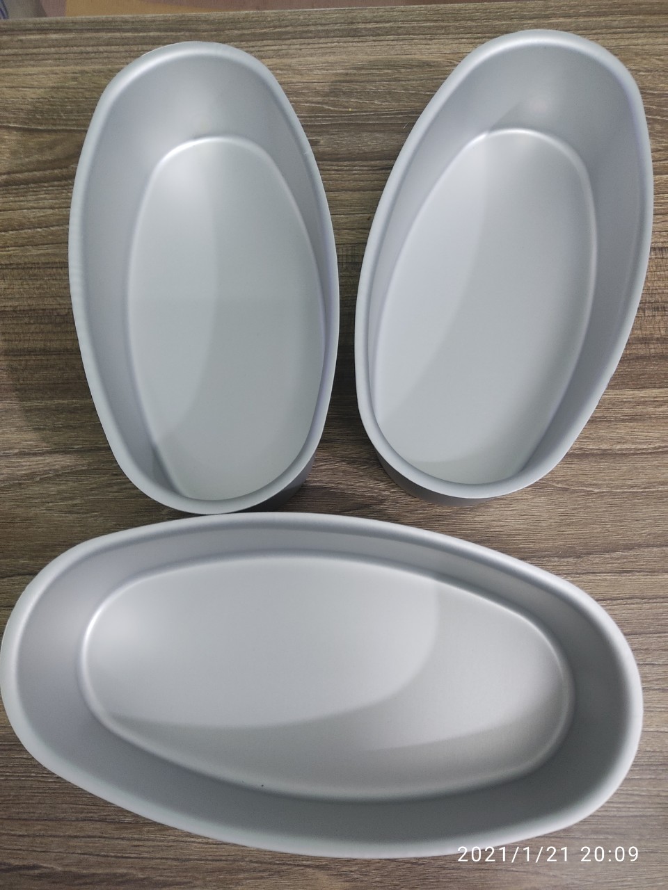 Comnbo 3 khuôn bánh nhôm hình oval bạc 21 cm x 11 cm x 6 cm