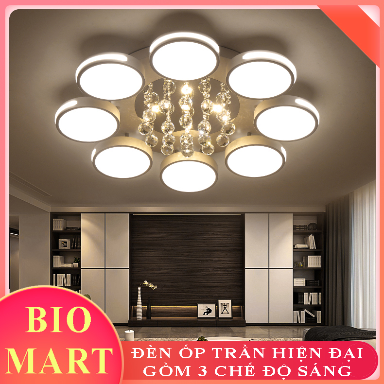 Đèn Ốp Trần Trang Trí – Đèn Áp Trần Trang Trí Phòng Khách, Gồm 3 Chế Độ Ánh Sáng, Có Điều Khiển Từ Xa Tiện Dụng – BIO101