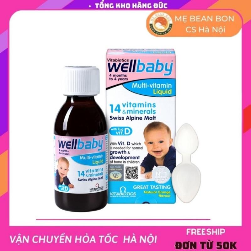 Vitamin tổng hợp cho bé Wellbaby 150mlcủa Anh cho bé từ 6 tháng đến 4 tuổi bổ sung vitamin tăng hấp thụ cho trẻ phù hợp với các bé biếng ăn - mẹ bean bon