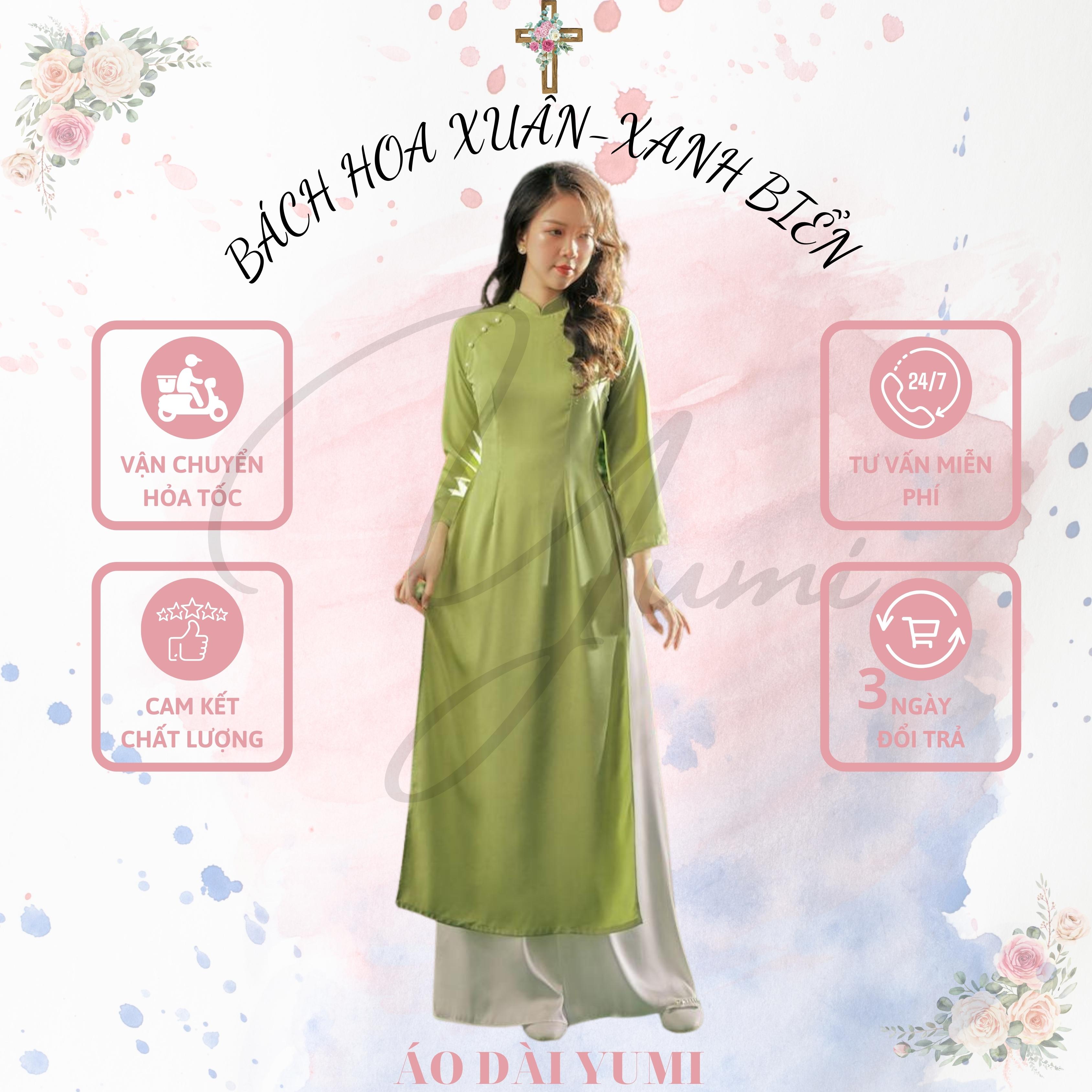 Áo dài truyền thống, cách tân nữ thiết kế 2 tà, áo dài lụa trơn nhiều màu kèm quần yumi 119