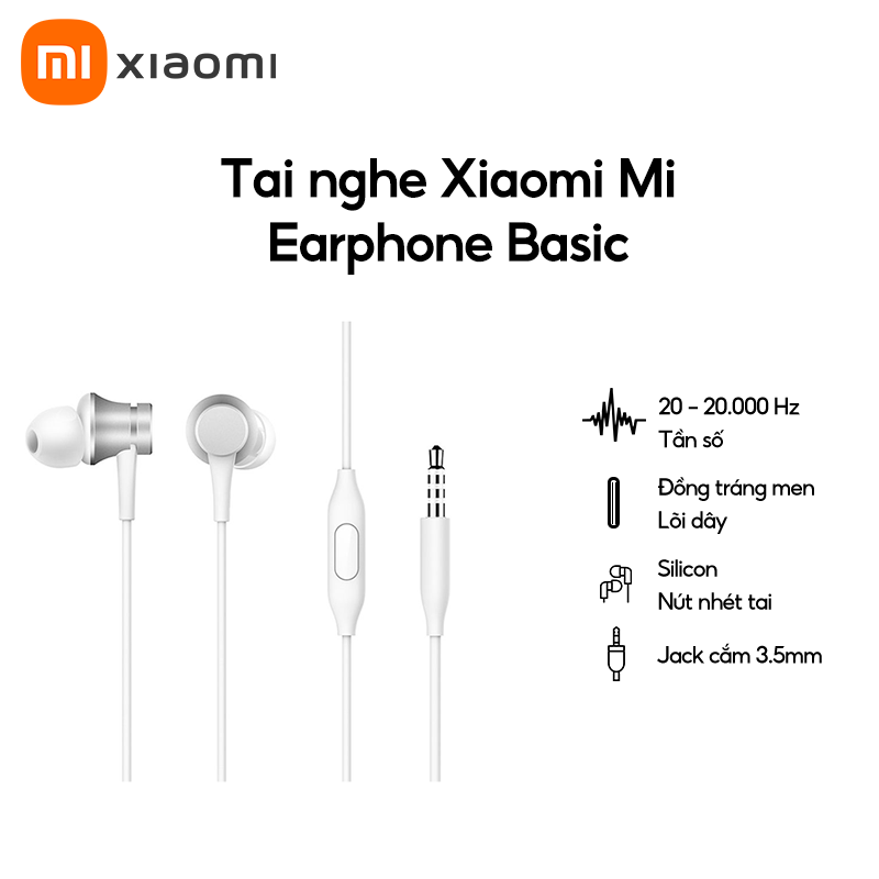 Tai nghe nhét tai có dây Xiaomi Mi Earphones Basic - Hàng chính hãng