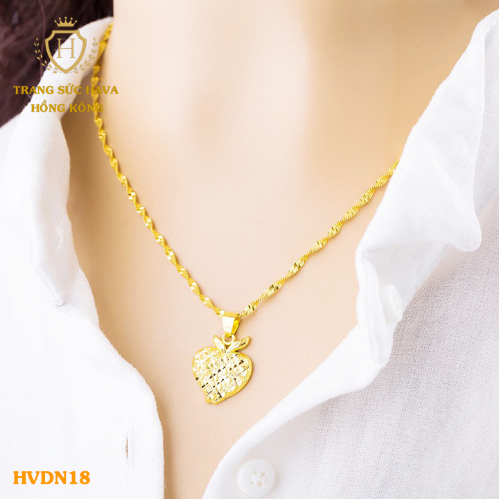Vòng Cổ, Dây Chuyền Nữ Mặt Trái Tim Phong Cách Trẻ Trung, Titan Xi Mạ Vàng Non 10k, 18k, 24k Thật Cao Cấp (Không Bị Đen) - Trang Sức Hava Hong Kong