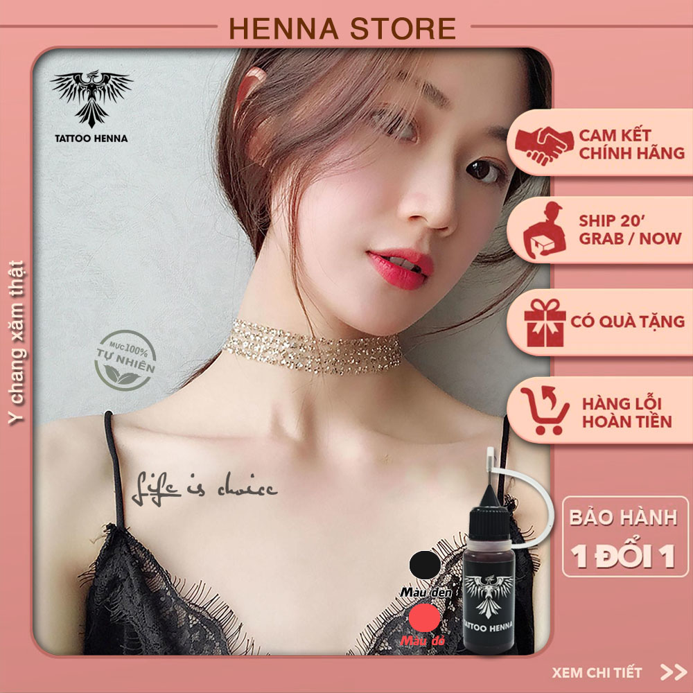 Hình xăm tạm thời Henna, gồm 1 mực xăm tạm thời và 1 khuôn xăm giả hình chữ 24 miếng mã A5