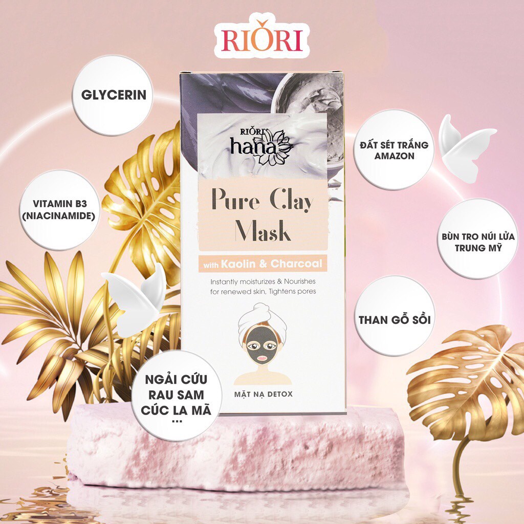 Mặt nạ đất sét detox thải độc da riori pure clay mask -thải độc cho da, hút dầu thừa, ngăn ngừa mụn