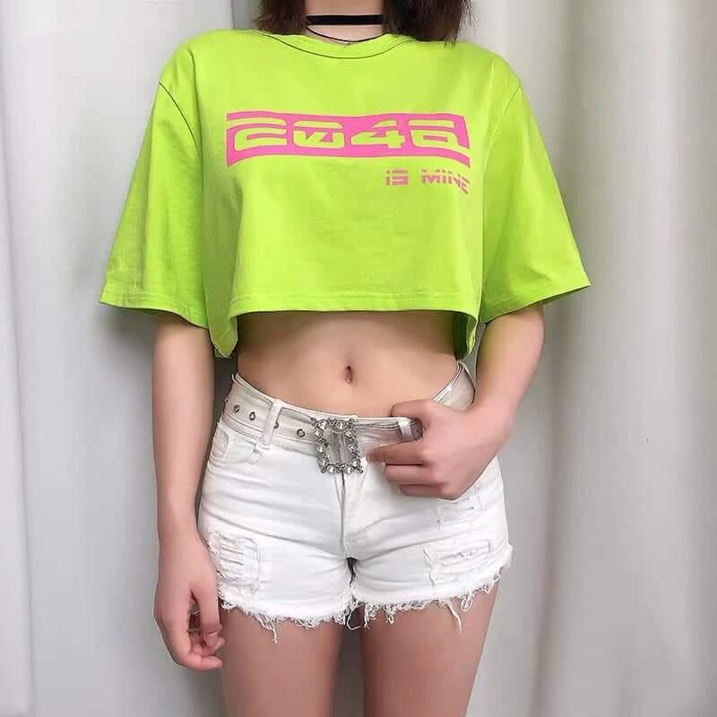 [HCM]Áo croptop 2046 xanh lá mẫu mới cực xinh