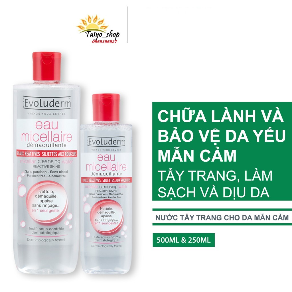 Nước Tẩy Trang Evoluderm MÀU ĐỎ Eau Micellaire cho da nhạy cảm dễ kích ứng