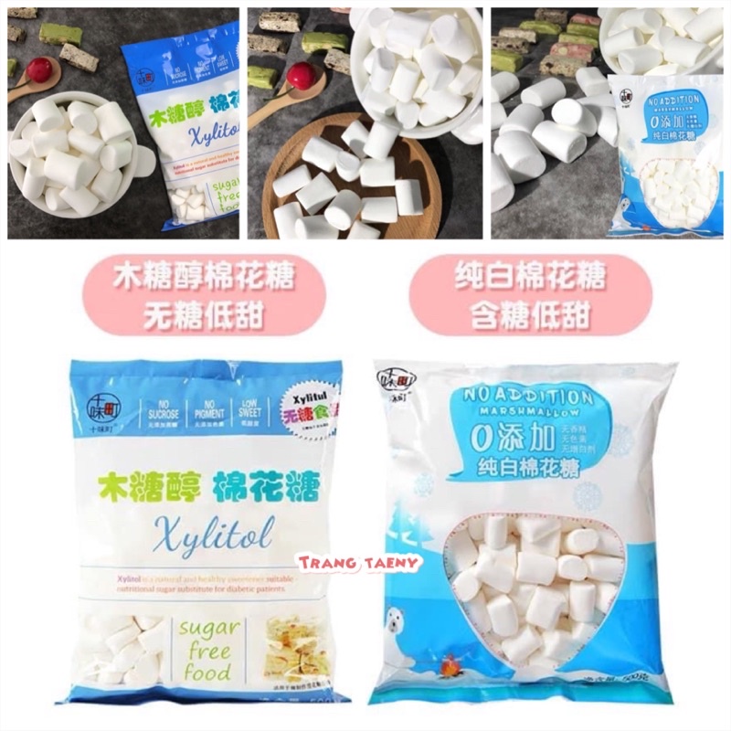 Kẹo xốp Marshmallow trắng đường ăn kiêng Xylitol 500g