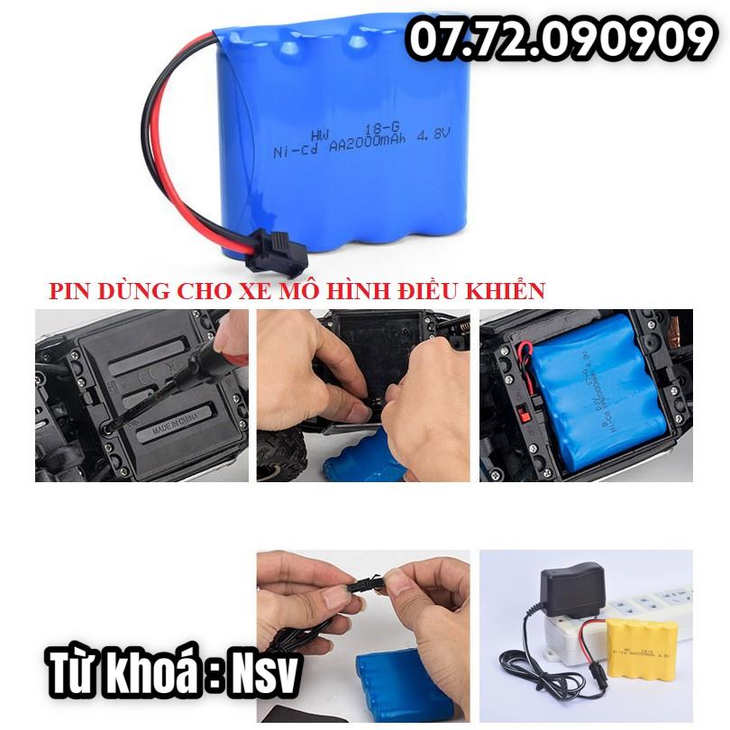 Nsv Pin sạc xe điều khiển Ni-cd 4.8v 2000mah cổng nối SM dùng cho xe điều khiển đồ chơi trẻ em