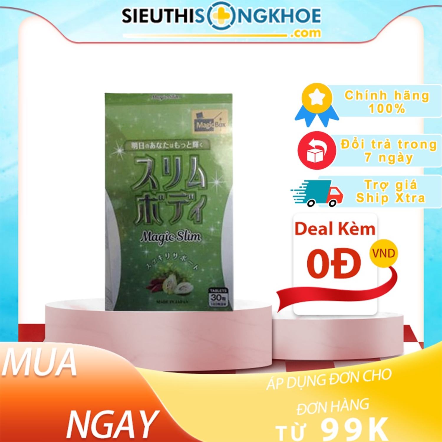 Viên uống magic slim kalie | hỗ trợ giảm cân | hộp 30 viên