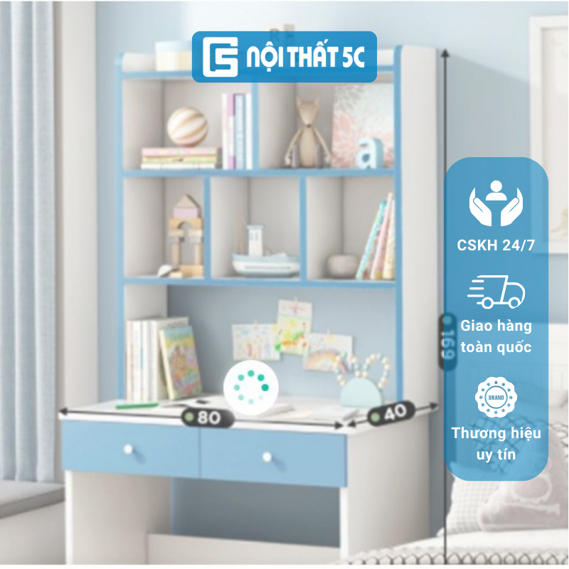 Bàn học sinh, bàn học trẻ em có ngăn kéo giá để sách, bàn học gỗ kèm kệ để sách vở kích thước, màu sắc đa dạng