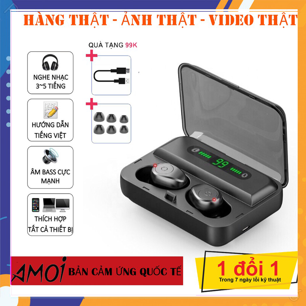 [Nhập LZDEL51 giảm 10% tối đa 200k cho đơn 99k] Tai nghe bluetooth True Wireless Amoi F9 PRO - Bluetooth 5.0 - cảm biến vân tay chống nước thiết kế đẹp mắt sành điệu chất chơi