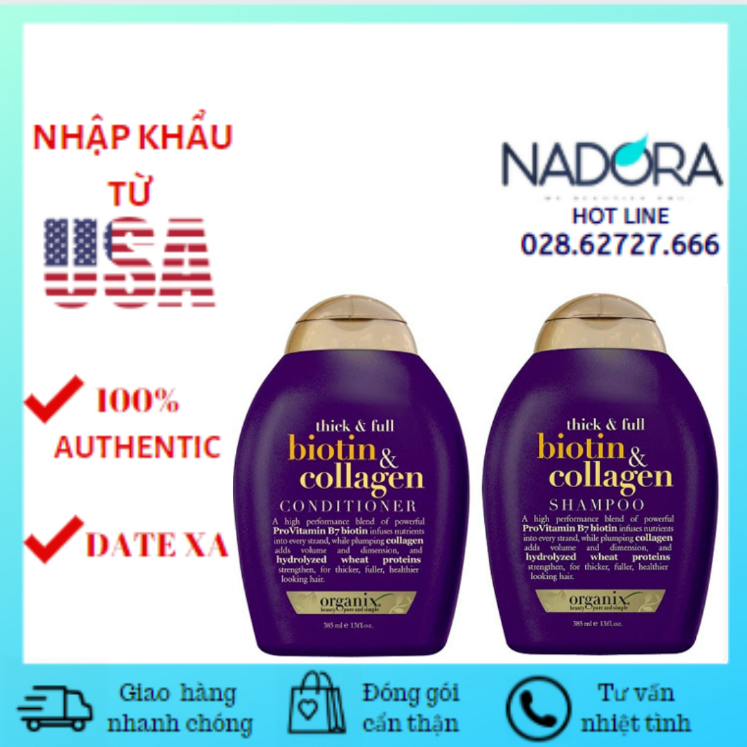 Dầu Gội/Xả OGX Biotin Collagen Shampoo & Conditioner