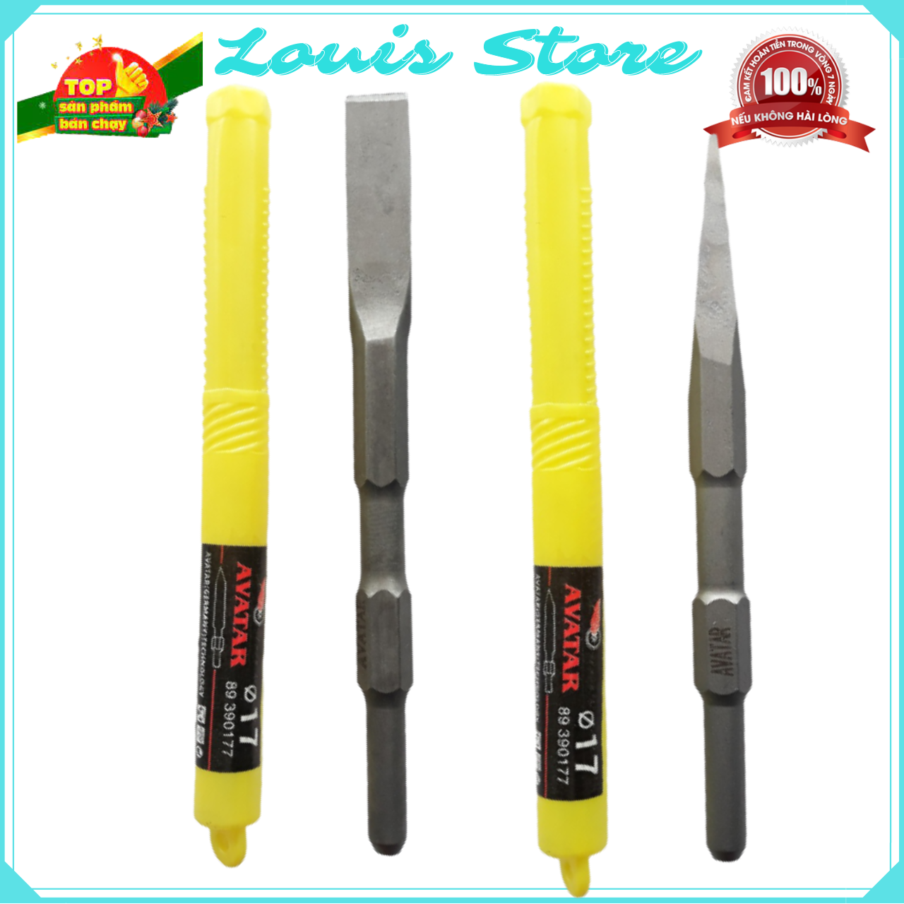 Mũi đục bê tông lắp máy hiệu avatar - nhiều kích cỡ 14mm, 17mm nhọn, dẹp - đục tường, đục bê tông, phá đá - bền chắc