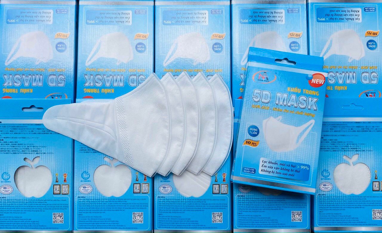Combo 50 chiếc khẩu trang 5D famapro quai vải